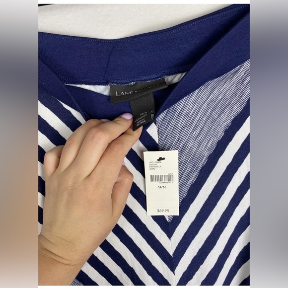 Lane Bryant Navy White Striped Maxi Skirt 14/16 Soft Knit Elastic Waist - Picture 3 of 3